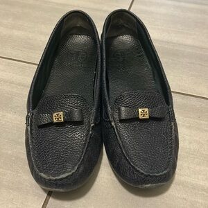 Tory Burch navy leather loafers